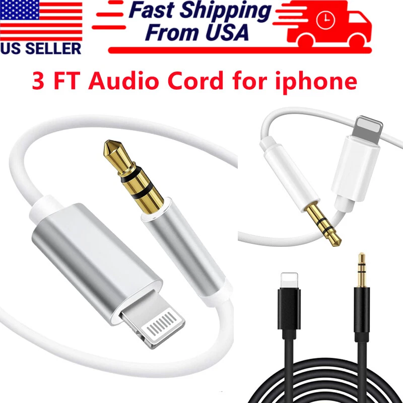 iPhone Aux Cord for Car, Lightning to 3.5mm Audio Stereo Cable Compatible  for iPhone 11/11 Pro/XS/XR/X 8 7,3.3ft Male Audio Adapter for Car Home