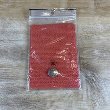 Authentic Chanel Coco Logo Enameled Button W Fabric Swatch Salmon