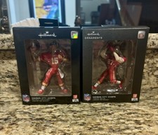 Two Kansas City Chiefs Travis Kelce Patrick Mahomes Hallmark Ornament Set NIB