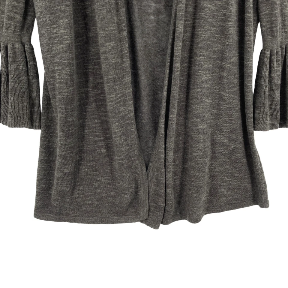 Alfani Cardigan Sweater Women Large Gray Knit Linen Blend Bell Sleeve Open Front - Image 3 of 4