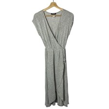 Urban Outfitters UO Caution to the Wind Gray Stripe Wrap Midi Dress M
