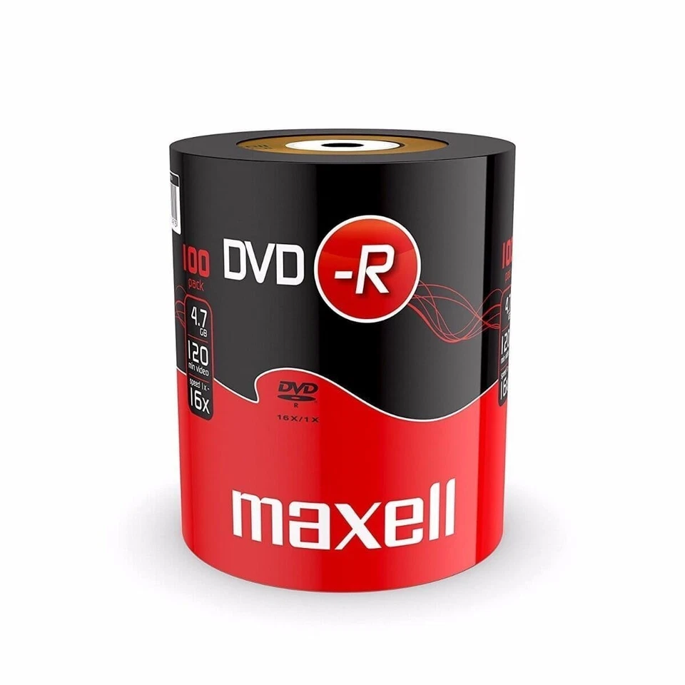 100 Genuine Maxell DVD-R 16x 4.7GB DVD Discs Shrinkwrap  Plus 100 x DVD Sleeves - Image 3 of 4