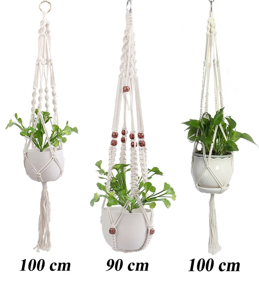 Premium Makramee Blumenampel Blumentopf Garten Balkon BOHO Hängeampel Wandbehang - Bild 2 von 4