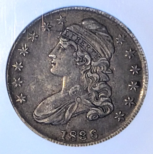 1836 NGC AU55 Lettered Edge Capped Bust Silver Half Dollar 50c Nice Type Coin