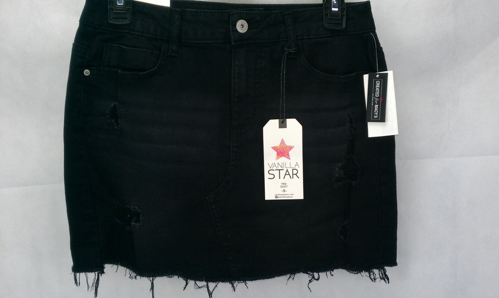 Mini Skirt Size 5 Vanilla Star Juniors' Ripped Denim-image