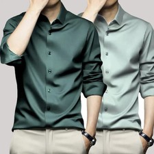 Men Shirt Long Sleeve Non iron Business Dress Slim Fit Casual Men's Suit Shirt