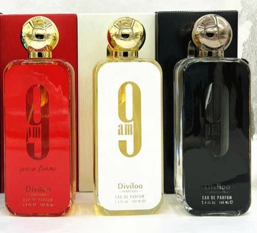 3.4oz/100ML Diviloo 9pm femme & unisex, and 9am unisex Eau De