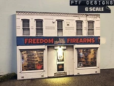G Scale Scratch Built "FREEDOM FIREARMS” 🇺🇸🔫 GUN SHOP Building Flat wLED 1/24