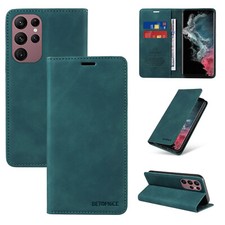For Samsung Galaxy S25 S24 S23 S22 S21 Leather Magnetic RFID Wallet Folio Case