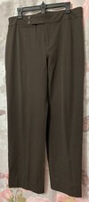 NINE WEST Solid Brown Stretch Dress Pants Flat Front Women’s SZ 14 Faux Pockets