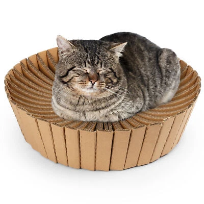 LOTFANCY Round Cat Stratching Cardboard Scratcher Lounge Bed Post Round Lotus Shape