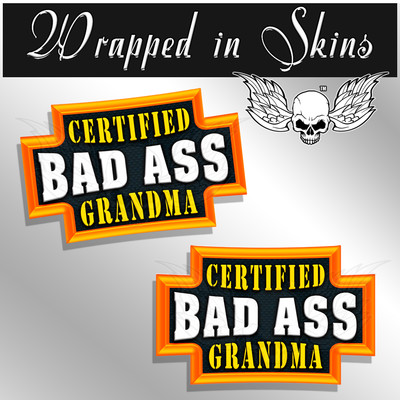 GRANDMA Certified Bad Ass Hard Hat Decals Funny Helmet Stickers - 2 PACK