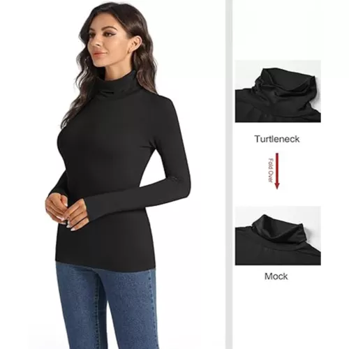 T-Shirt Rollkragenpullover Langarm Lt Gewicht Butter weich Stretch Top Grundschicht - Bild 6 von 21