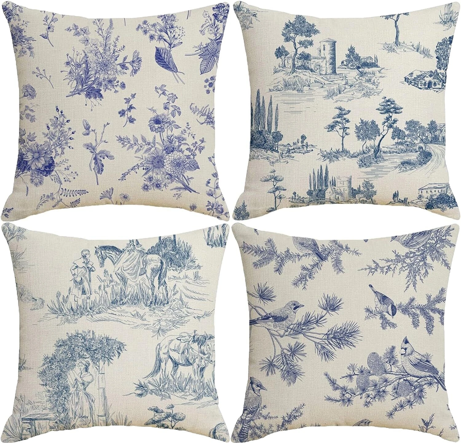 Toile French Country Home Décor Pillows