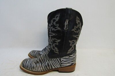 Roper Brand Youth Size 2 M Black Zebra Print Cowboy Western  display picture 2