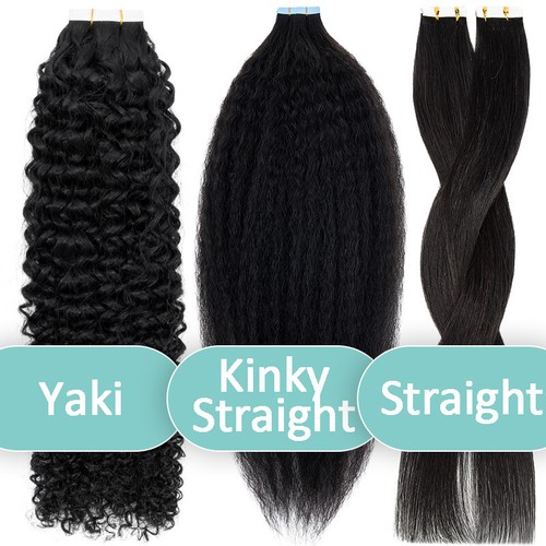 Cinta ondulada rizada en extensiones de cabello humano Remy trama de piel invisible doble dibujo - Imagen 4 de 19