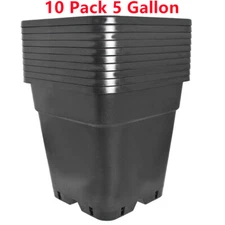 10 × 5 Gallon Premium Square Black Injection Molded Nursery Pot Plant Pots
