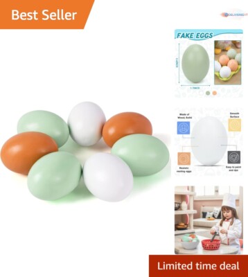 Durable Wooden Eggs in Brown, White, Green - Ideal for Creative Crafts