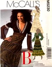 2006 Misses Ruffled Boho Dress Sewing Pattern U-Pick Size 6-20 McCall's 5230 OOP