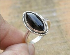 Black Onyx Gemstone 925 Sterling Silver Christmas Gift Ring All Size BM-578