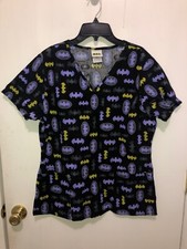 Batman DC Comics Womens SZ Medium Scrub Top w/ Pockets