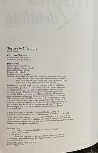 Abeka Themes in Literature Textbook, Answer Key - Fourth Edition - Picture 3 of 6