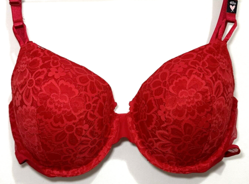 Victoria's Secret Bra Women’s 40D Sexy Tee Lightly Lined Demi Red Lace Lipstick - Picture 1 of 4