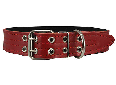 DOG COLLAR Genuine Leather Padded Brown Fit 18
