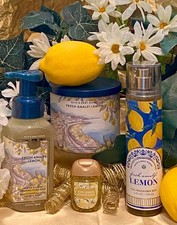 4Pc Set Bath Body Works Fresh Amalfi Lemon, 3 wick Candle, Soap, Body Mist New