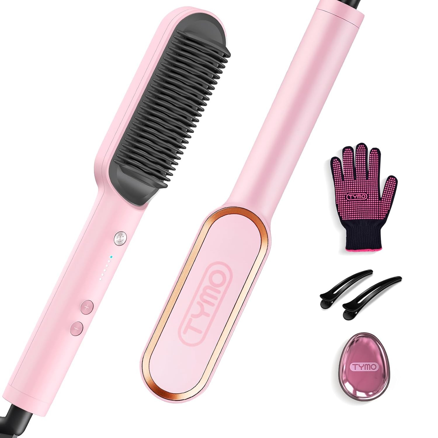 TYMO Ring Hair Straightener Brush Comb for Women 5 Temp Settings 20s Fast Heat