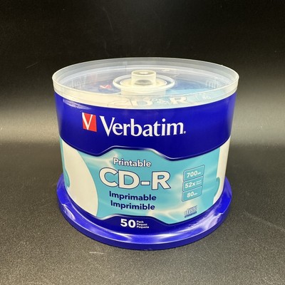 Printable Verbatim CD-R 700MB 52x Speed 80 min Recordable Disc Pack of 50 Music
