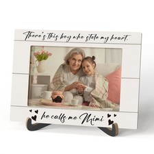 Grandma Photo Frame - There's This Boy Who Stole My Heart He Calls Me Mimi Wo...