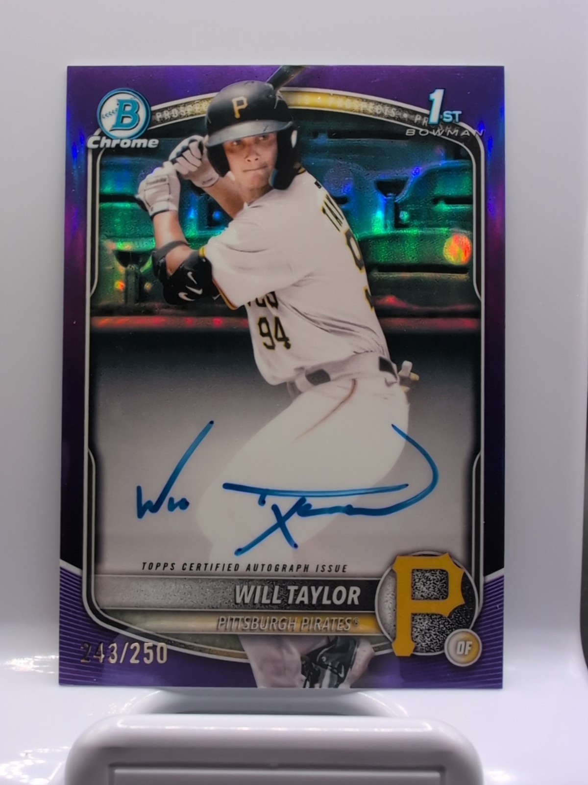 2025 Bowman Chrome Prospect 1st Auto Will Taylor Purple Refractor /250 (AU, RC)