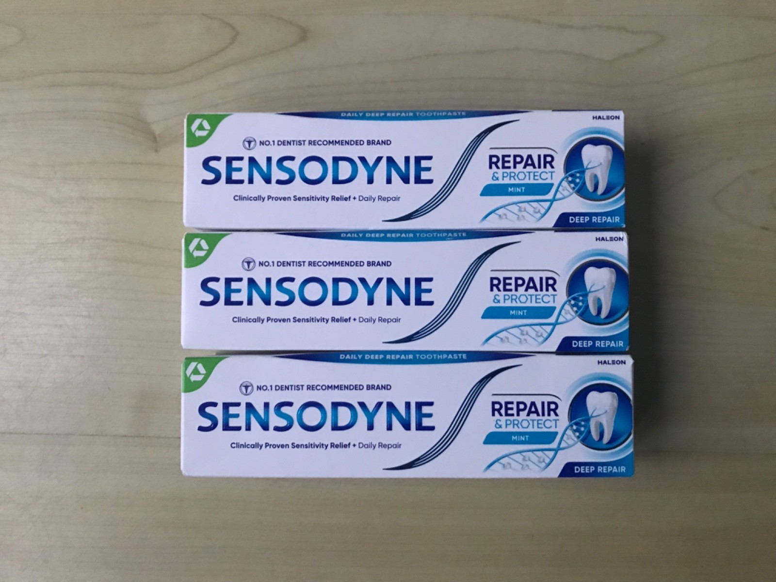 3 x Sensodyne Repair & Protect ‘Deep Repair’ Mint Toothpaste - 3 x 75ml - New