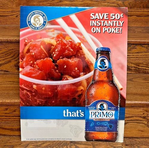 NOS VINTAGE PRIMO BEER Advertising 24"x18" Cardboard SIGN