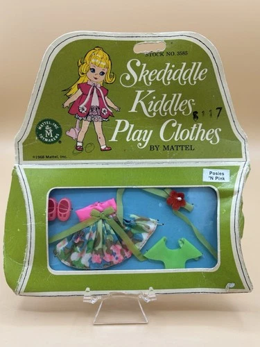 Vintage 1968 Mattel Skediddle Kiddles Outfit #3585 Posies ’N Pink NRFB Rare NOS