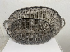 Set of 2 Vintage Oval Woven Wicker Basket Trays 22   18  