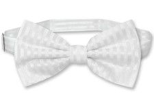 Vesuvio Napoli BOWTie WHITE Color Striped Vertical Stripes Mens Bow Tie
