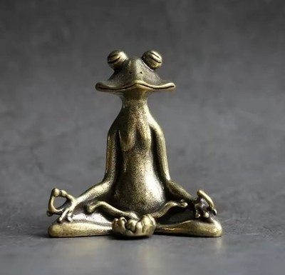 Brass Buddhist Frog Animal Statue Small Sculpture Tabletop Figurine Decor Gifts