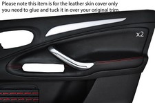 RED STITCH 2X FRONT DOOR CARD SKIN COVERS FITS FORD GALAXY MK3 S-MAX 06-15