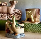 1950s POTTERY 6 PLANTERS Ceramic MCM Deer Succulent POTS Duck Chick Bird Vtg LOT — photo 2