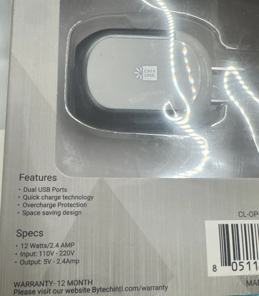 Bloque de carga de pared Case Logic 2.4A Dual-USB (gris suave) envío gratuito Foto 3 de 4