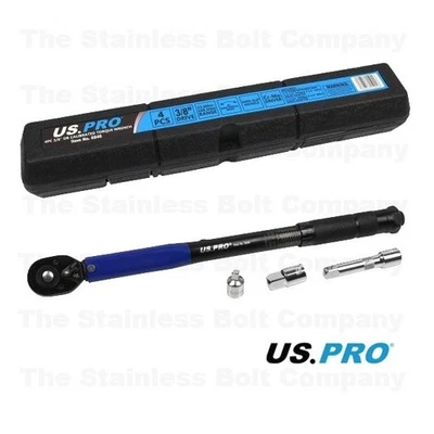 US PRO Torque Wrench 3/8 Drive Calibrated 13.6-108.5NM (10-80FT LB) 4 Piece 6846 - Image 1 of 4