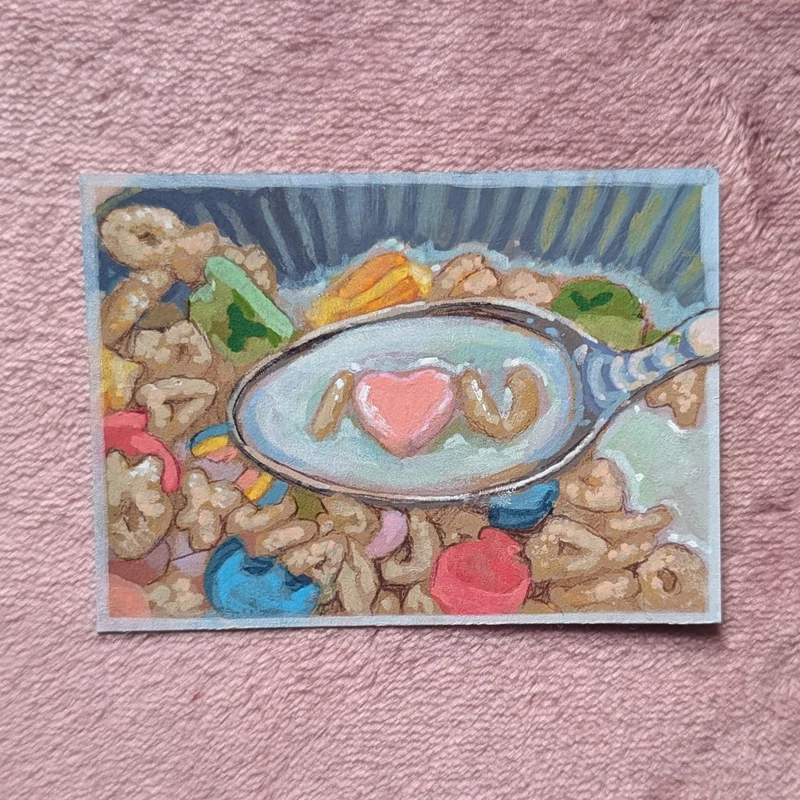 Original ACEO - Cereal - Breakfast set 1/8 - Acrylic Painting