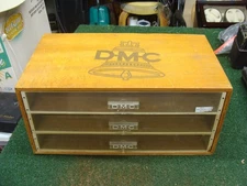 DMC Thread Floss Wooden 3 Drawer Cabinet Display Storage Box Sewing France Made