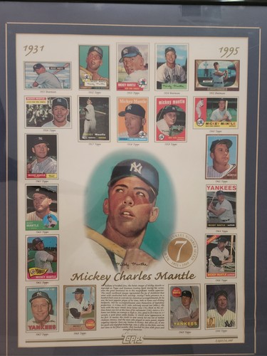 Topps 1996 Mickey Mantle Tribute Baseball Card Poster, Framed One Of 10,000 Made
