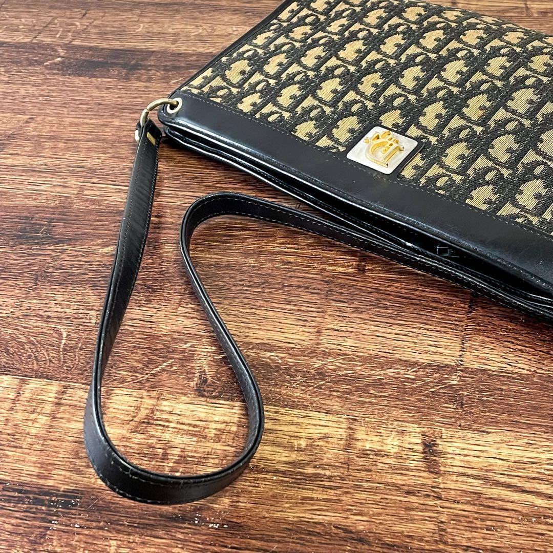 Christian Dior Shoulder Bag Canvas Leather Dark Navy Beige Trotter Authentic thumbnail 7