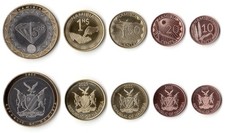 NAMIBIA Set (5) 10+20+50 Céntimos 1 Dólar+5 Dólares 2025 UNC 'Nueva Serie'