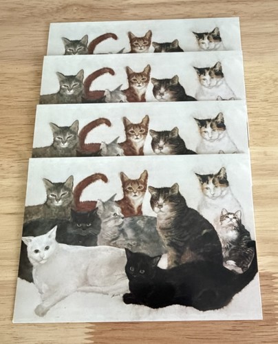 MARCEL SCHURMAN Cat BLANK NOTE CARDS Incomplete Set 4 Cards 8 Envelopes