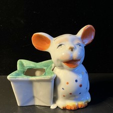 Vintage Ceramic  Mouse  Figurine Polka Dot An...